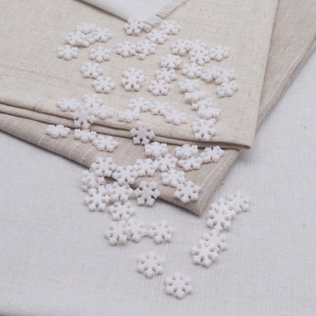 4770 Бусины пластиковые, белые, снежинки, 14*2мм, 15гр., Astra&Craft