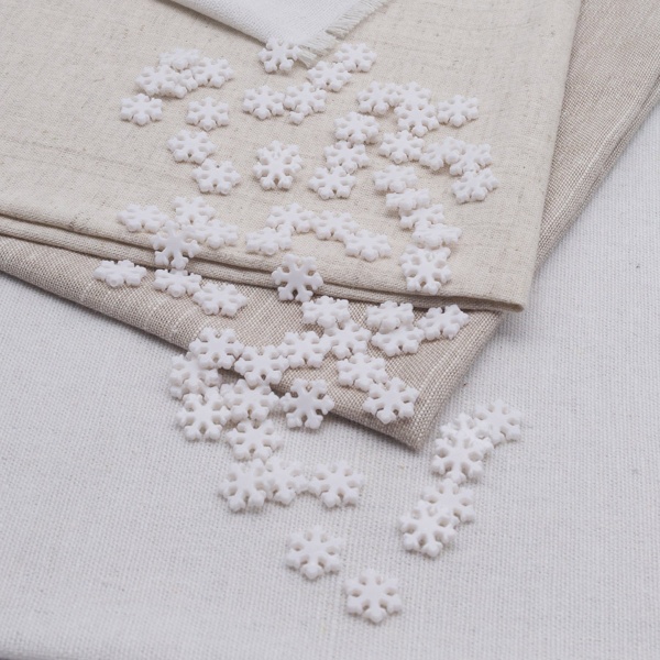 4770 Бусины пластиковые, белые, снежинки, 14*2мм, 15гр., Astra&Craft