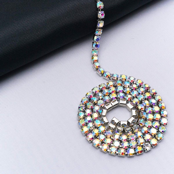 ЦС002СЦ2 Стразовые цепочки (серебро), цвет: белый с AB покрытием, размер 2 мм, 30 см/упак.