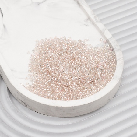 Бисер, (стекло), 11/0, упак./20 гр., Astra&Craft (1101 бежево-розовый/прозр.серебрист.центр(круг.отв.))