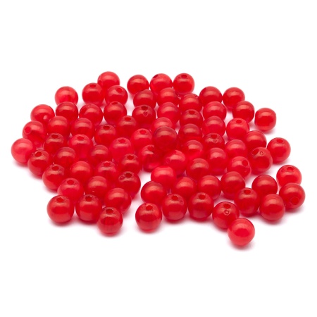 2008 Бусины пластиковые, полупроз., цветные, круглые, 8мм, 20гр, 70(+/-5)шт/упак, Astra&Craft (AD049 красный)