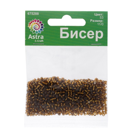 Бисер, (стекло), 11/0, упак./20 гр., Astra&Craft (53 коричневый)