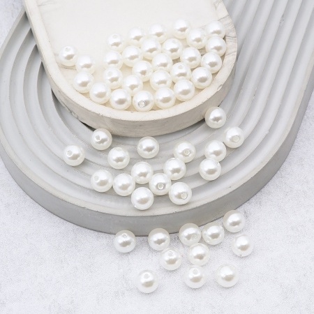 Бусины пластиковые, 'жемчуг', цветные, круглые, 10мм, 25(+/-3)гр, Astra&Craft (001 NL белый)