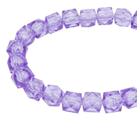 Бусины пластиковые, акрил, прозрач. в цвете, граненый куб, 10мм, 500гр, Astra&Craft (643 лавандовый)