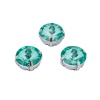 РЦ035НН12 Хрустальные стразы круглой формы в цапах 'риволи', бирюзовый, 12 мм, 3 шт.