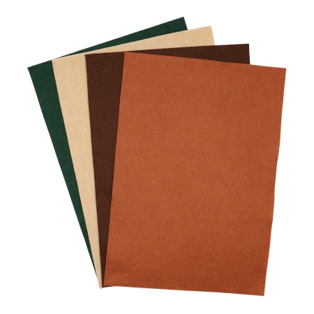 Фетр листовой мягкий ассорти, 1.4мм, 180гр, 20х30см, 4шт/упак Astra&Craft (5 бежевый,темно-зеленый,коричневый,теракот)