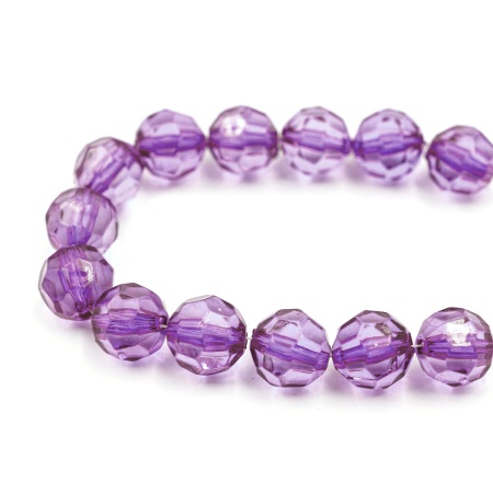 2024 Бусины пластиковые, акрил, прозрач. в цвете, граненые круглые, 10мм, 25гр, Astra&Craft (21 сиреневый)