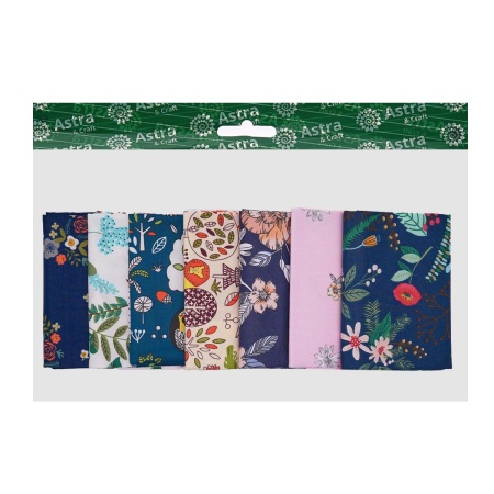 PAT07-06 Набор тканей 'Растительный принт' разноцветный (100% хлопок) 50*50см,7шт/упак, Astra&Craft