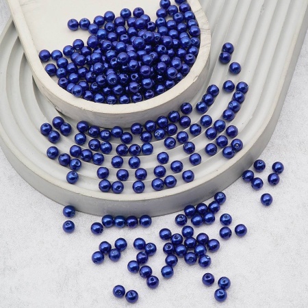 Бусины пластиковые, 'жемчуг', цветные, круглые, 6мм, 25гр, Astra&Craft (041 NL синий)