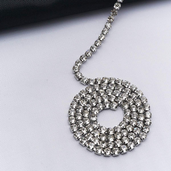 ЦС001СЦ2 Стразовые цепочки (серебро), цвет: белый, размер 2 мм, 30 см/упак.