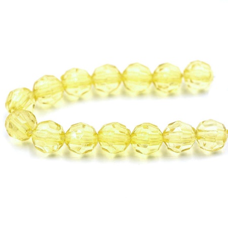 2023 Бусины пластиковые, акрил, прозрач. в цвете, граненые круглые, 8мм, 25гр, Astra&Craft (47 желтый)