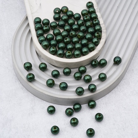 Бусины пластиковые, 'жемчуг', цветные, круглые, 10мм, 25(+/-3)гр, Astra&Craft (B56 т.зеленый)