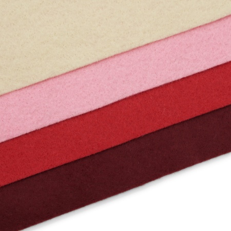 Фетр листовой мягкий ассорти, 1.4мм, 180гр, 20х30см, 4шт/упак Astra&Craft (2 розовый,бежевый,красный,бордо)