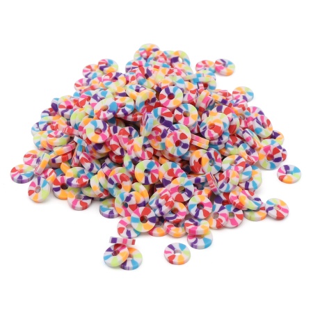 Бусины плоские из полимерной глины 6мм 20г, Astra&Craft (B18 сине-желтый пестрый микс)