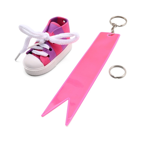 Брелок самосборный Кеды со светоотражающей подвеской 'флажок', фиолетово-розовый