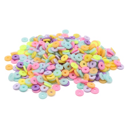 Бусины плоские из полимерной глины 6мм 20г, Astra&Craft (B11 розовый, зеленый, желтый микс)