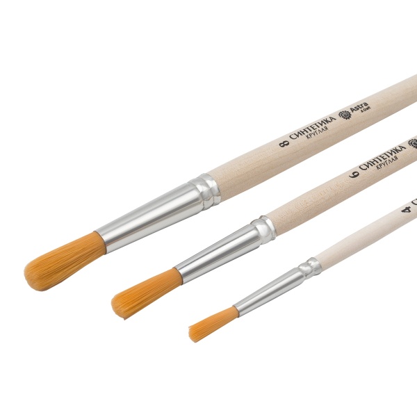 Набор кистей №3, синтетика (круглая №4,6,8), 3шт/уп, Astra&Craft