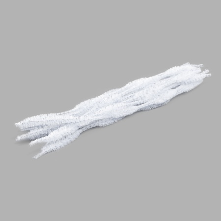 Проволока синельная объемная 'Цветок', 12мм*300мм, 15шт/упак, Astra&Craft (B-040 белый с люрексом)