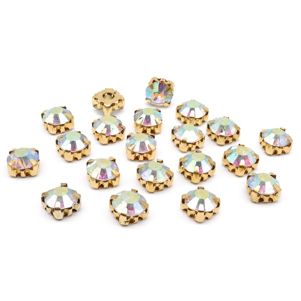 4AR167/168 Хрустальные стразы в цапах/золото, 8мм, 20шт/упак, Astra&Craft (42 прозрачный AB)