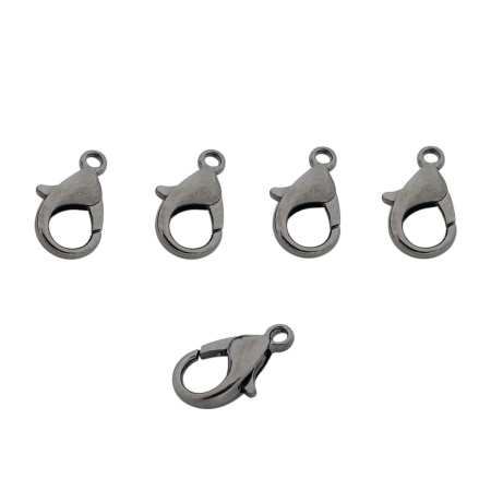 4AR235 Замок для бус карабин 14мм, 5шт/упак, Astra&Craft (Черный никель)