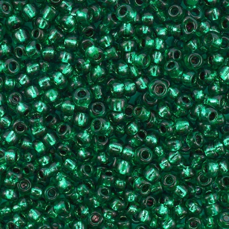 Бисер, (стекло), 11/0, упак./20 гр., Astra&Craft (53А изумрудный/прозрачный с серебрист. центром)