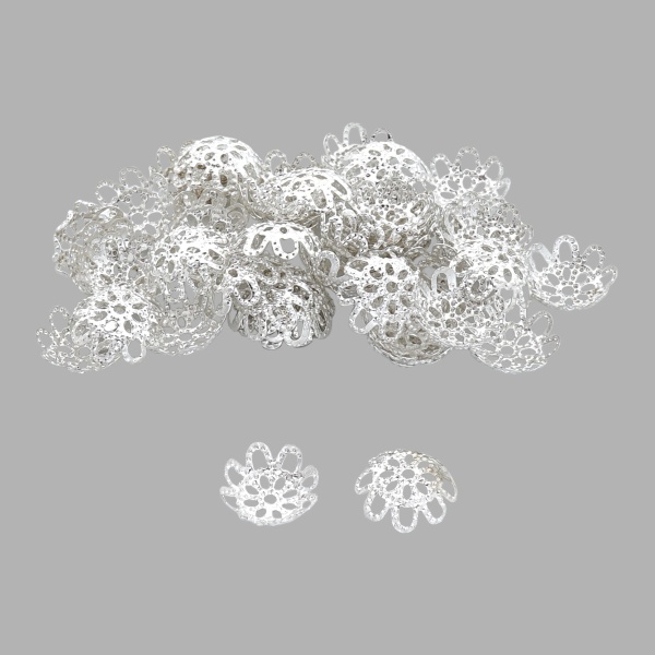 Шапочка для бусин 4AR204, 11мм 50шт/упак, Astra&Craft (Серебро)