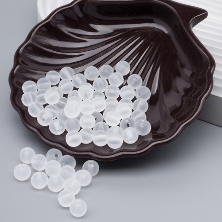 2008 Бусины пластиковые, полупроз., матовые цвет., круглые, 8мм, 20гр,70(+/-5)шт/упак, Astra&Craft (033 прозрачный)