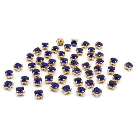 4AR159 /166 Хрустальные стразы в цапах/золото, 4мм, 50шт/упак, Astra&Craft (25 синий)