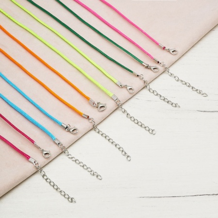 Набор вощеных шнурков для кулонов и подвесок с замком 45см, d-2мм, 6шт, неоновый, Astra&Craft