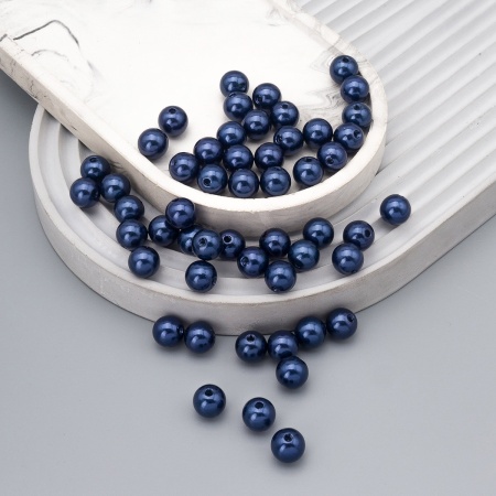 Бусины пластиковые, 'жемчуг', цветные, круглые, 10мм, 25(+/-3)гр, Astra&Craft (041 NL синий)