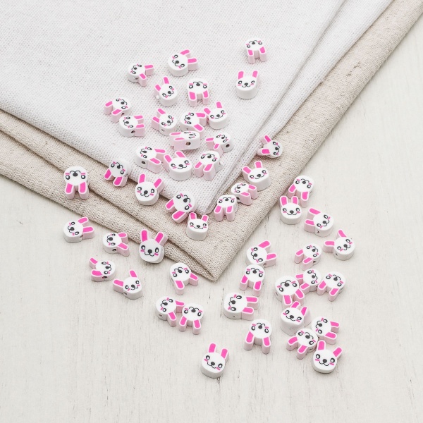 2AR23053 Бусины из полимерной глины 'Бело-розовый кролик' 50шт/упак Astra&Craft