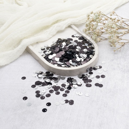 Пайетки двусторонние 6мм, Astra&Craft 10гр (2406 черный-серебро)