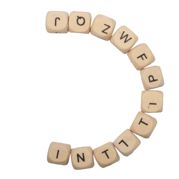 Бусины деревянные, с буквами Англ. алфавит, неокрашенные, куб, 10*10мм, 50гр, 96шт/упак, Astra&Craft