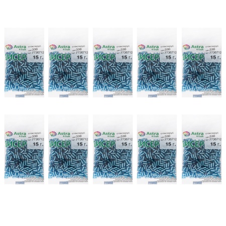 Стеклярус Astra&Craft 5мм, 15г (33B голубой/прозр.серебрист.центр)