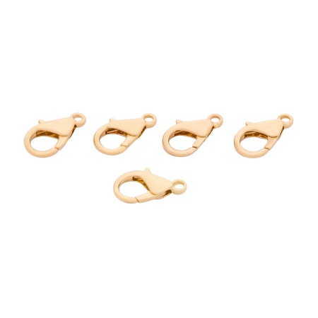 4AR2042 Замок для бус карабин, 14(+/-0,5) мм, 5 шт/упак, Astra&Craft (яркое золото)