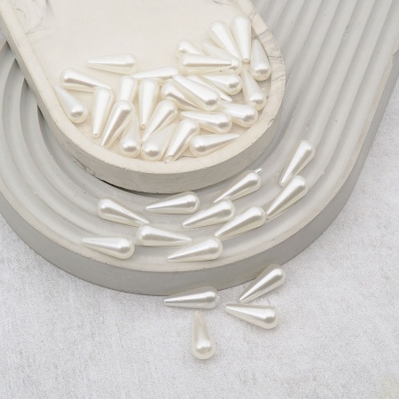 2777 Бусины пластиковые, 'жемчуг', белые, капля, 20*7мм, 43шт/упак, Astra&Craft (белый)