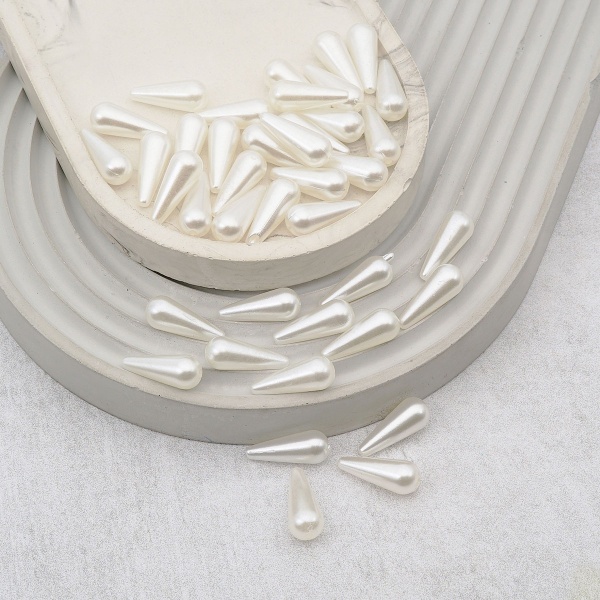 2777 Бусины пластиковые, 'жемчуг', белые, капля, 20*7мм, 43шт/упак, Astra&Craft (белый)