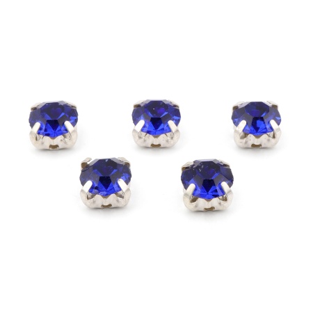 СЦ007НН66 Хрустальные стразы в металлических цапах (Серебро) Сапфир, 6х6 мм, 20 шт/упак.
