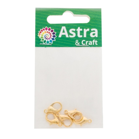 4AR235 Замок для бус карабин 14мм, 5шт/упак, Astra&Craft (Золото)