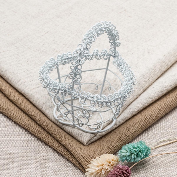 1204 Корзинка витая металлическая в форме сердца, 4,5*6,5см (белый)