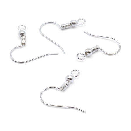 OTH1522 Основа 'Крючок с бусиной', 18мм, 4шт/уп (серебро)
