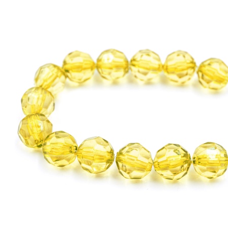 2024 Бусины пластиковые, акрил, прозрач. в цвете, граненые круглые, 10мм, 25гр, Astra&Craft (47 желтый)