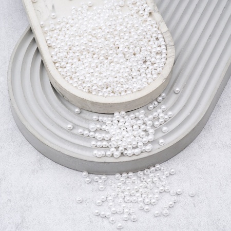 Бусины пластиковые, 'жемчуг', цветные, круглые, 4мм, 25гр, Astra&Craft (001 NL белый)