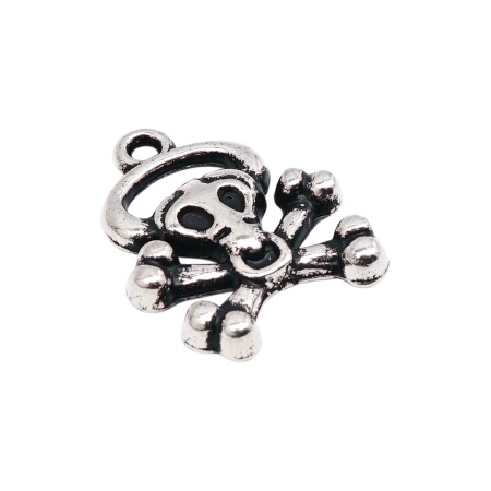 5544 Подвеска под металл, Пиратский череп, 17MM,40шт/упак. (ст.серебро)