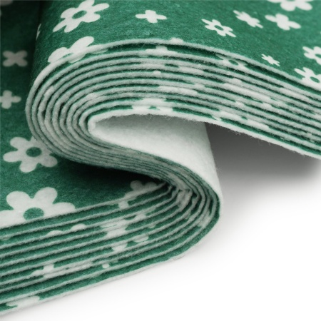 Фетр листовой мягкий с рисунком 'Цветочки', 1.0мм, 20х27см, 10 шт/упак, Astra&Craft (AF841/YF664 светло-зеленый)