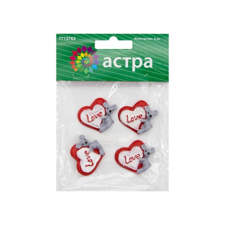 LR15-4594 Декор для рукоделия 'Мышка с сердечком', 4 шт/упак