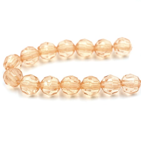 2023 Бусины пластиковые, акрил, прозрач. в цвете, граненые круглые, 8мм, 25гр, Astra&Craft (76 бежевый)