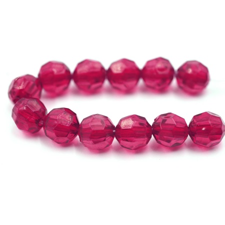 2023 Бусины пластиковые, акрил, прозрач. в цвете, граненые круглые, 8мм, 25гр, Astra&Craft (23 фуксия)