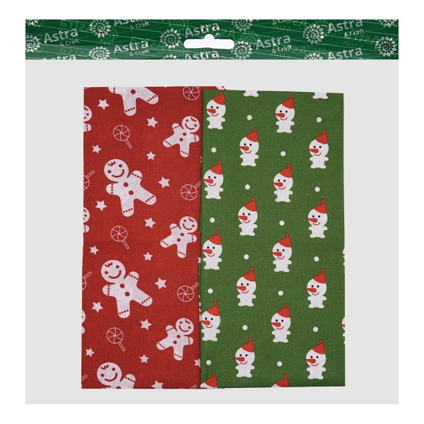PAT02-06 Набор тканей 'Рождественское настроение' (100% хлопок), 50*50см, 2шт/упак, Astra&Craft