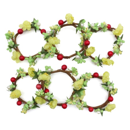 Декор праздничного стола, венок для свечей, 6 штук, №3